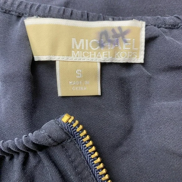 MICHAEL, MICHAEL KORS Black Silk Dress Gold Detail | Size Small - Picture 8 of 11